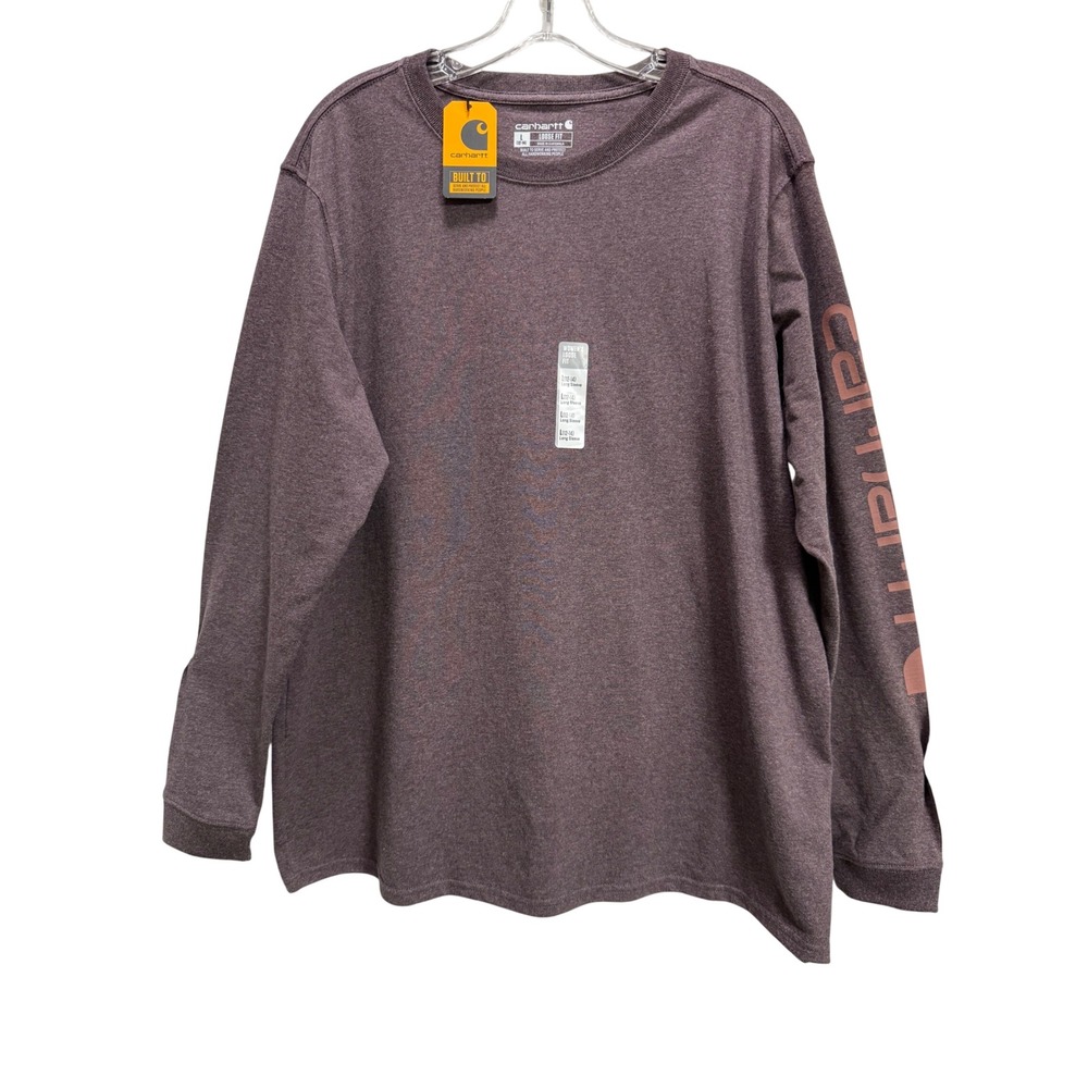 Carhartt NEW Graphic T-Shirt Purple Heavyweight Loose Fit Long Sleeve Gorpcore L